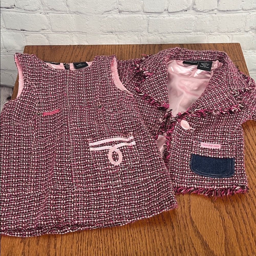 Calvin Klein Jeans Pink Tweed Jacket & matching jumper 18 months